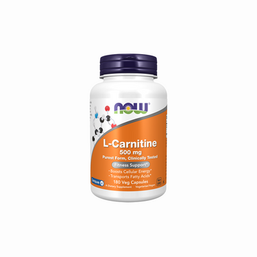 Now Foods L-Carnitine 500 mg, 180 Veg Capsules, is a dietary supplement labeled as fitness support to help promote fat metabolism.